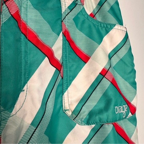 Orage | Green and Orange Plaid Ski Snowboard Pants Size Medium - Picture 11 of 16